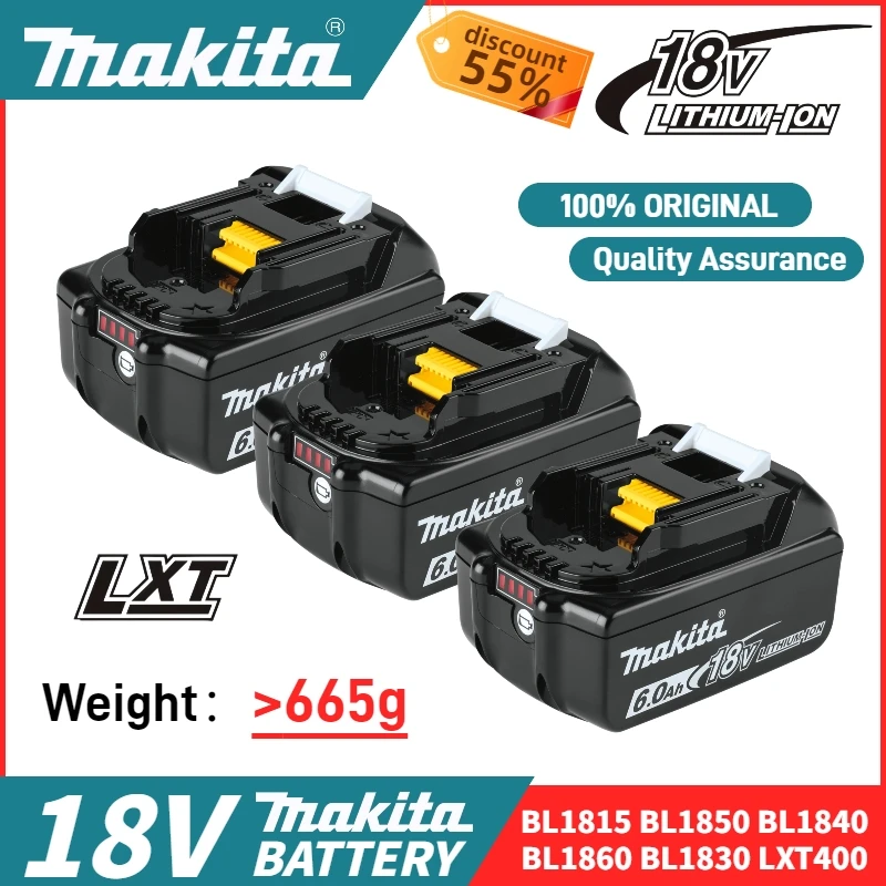 100% original Makita 18V LXT Lithium-Ion 6.0Ah/5.0Ah battery, for Makita 18v Battery BL1830 BL1850 BL1860B BL1840 BL1815
100% original Makita 18V LXT Lithium-Ion 6.0Ah/5.0Ah battery, for Makita 18v Battery BL1830 BL1850 BL1860B BL1840 BL1815