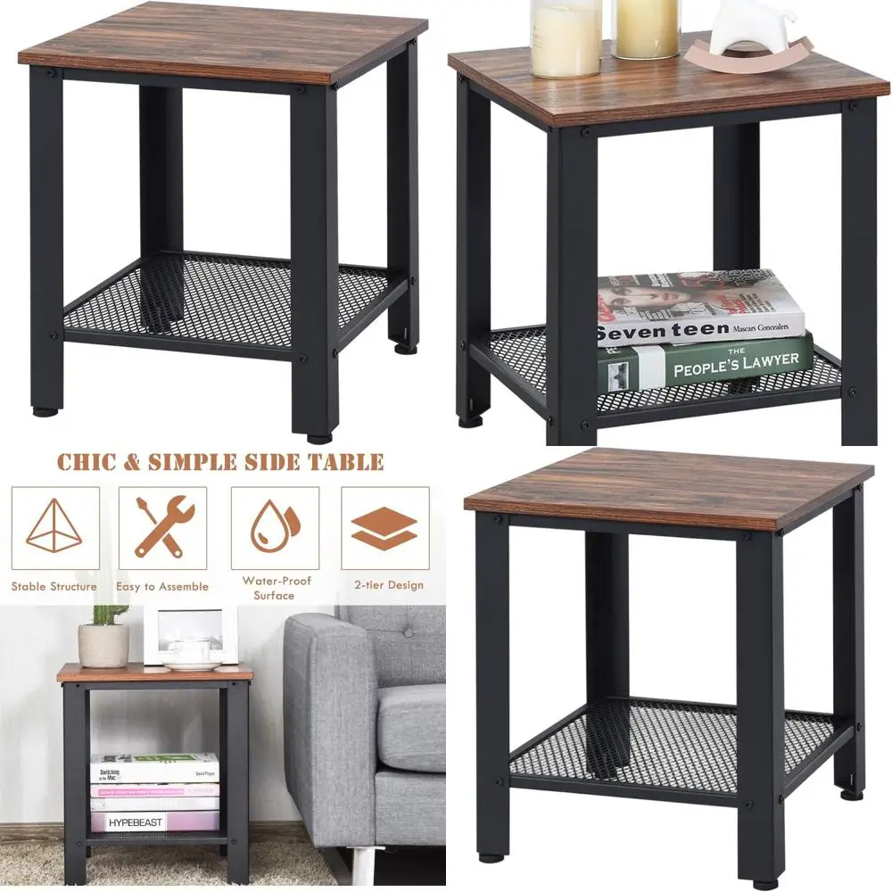 Vintage 2-Tier Industrial Side Table with Storage Shelf and Adjustable Feet for Small Spaces (Black)
Vintage 2-Tier Industrial Side Table with Storage Shelf and Adjustable Feet for Small Spaces (Black)