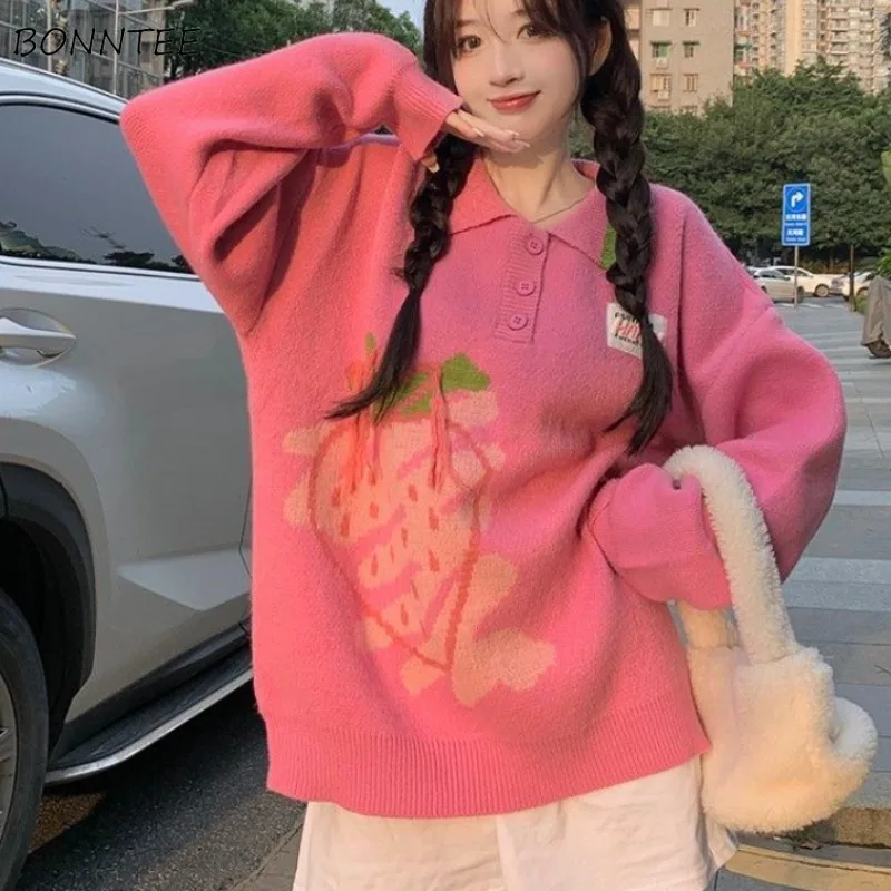 Pullovers Women Turn-down Collar Preppy Style Sweet Knitwear Lazy Trendy Gentle Stylish All-match Ins Aesthetic Printed Sweaters
Pullovers Women Turn-down Collar Preppy Style Sweet Knitwear Lazy Trendy Gentle Stylish All-match Ins Aesthetic Printed Sweaters