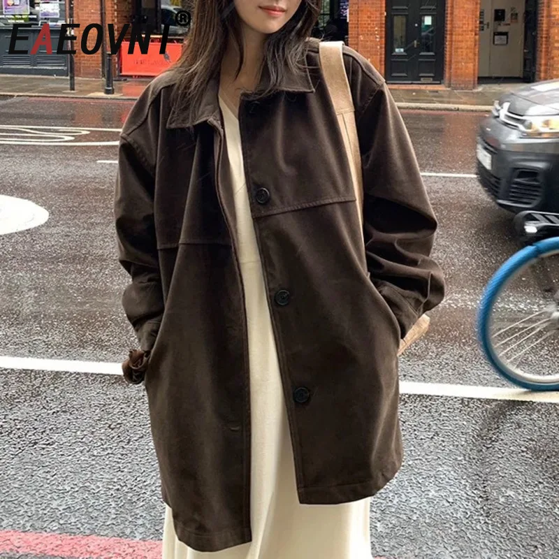 EAEOVNI Vintage Maillard Style Jacket Women Solid Color Lapel Loose Button Long Sleeve Outerwear Coat Fashion 2025 Autumn New
EAEOVNI Vintage Maillard Style Jacket Women Solid Color Lapel Loose Button Long Sleeve Outerwear Coat Fashion 2025 Autumn New