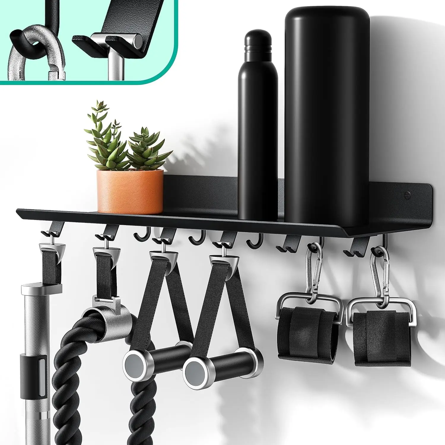 1-Tier Floating Shelf for T-Shape Lock Accessories, Wall Mount Organizer, Heavy Duty Metal Storage Rack with Hooks, Home Gym Equipment Holder
1-Tier Floating Shelf for T-Shape Lock Accessories, Wall Mount Organizer, Heavy Duty Metal Storage Rack with Hooks, Home Gym Equipment Holder