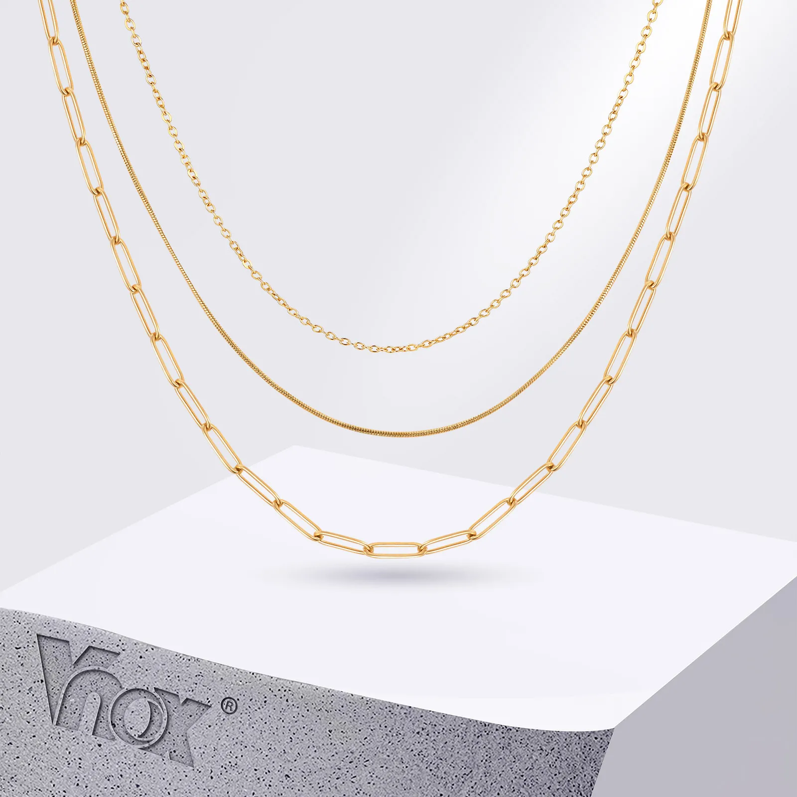 Vnox Simple Layered Necklaces Gold Plated For Women Girls,Stainless Steel Cable/snake/paperclip Chain Necklace,Collar Jewelry
Vnox Simple Layered Necklaces Gold Plated For Women Girls,Stainless Steel Cable/snake/paperclip Chain Necklace,Collar Jewelry