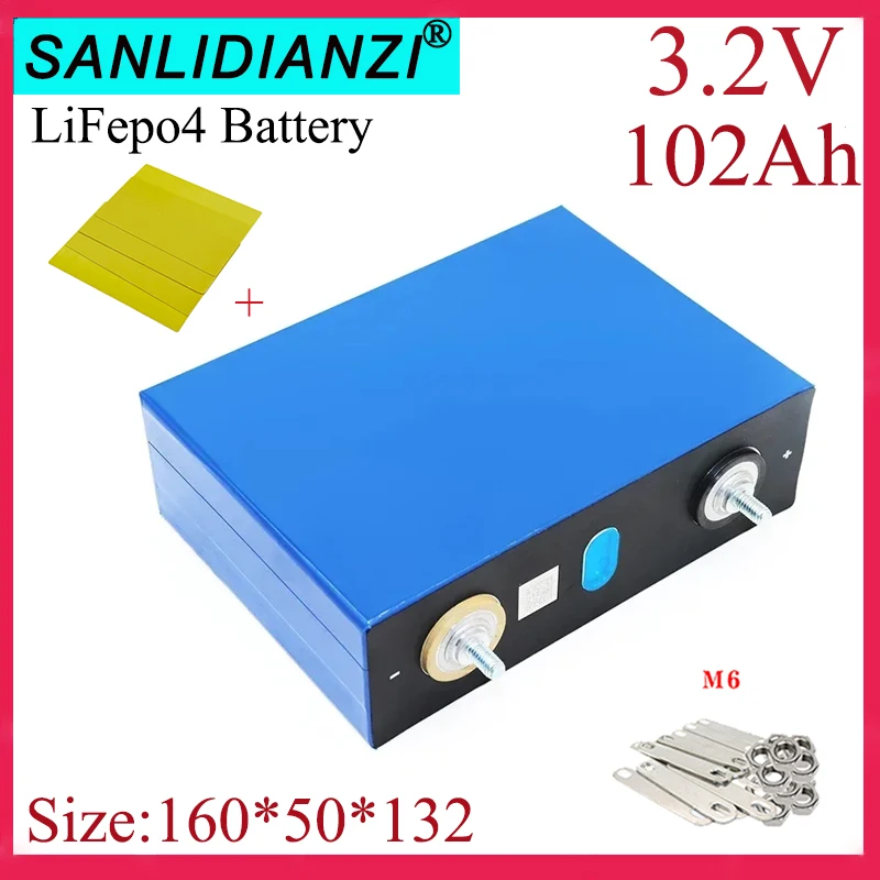 1PCS NEW 3.2V LifePO4 102Ah Rechargeable battery 3C High current DIY12v 24v spare battery RV Inverter Home Solar Wind energy
1PCS NEW 3.2V LifePO4 102Ah Rechargeable battery 3C High current DIY12v 24v spare battery RV Inverter Home Solar Wind energy