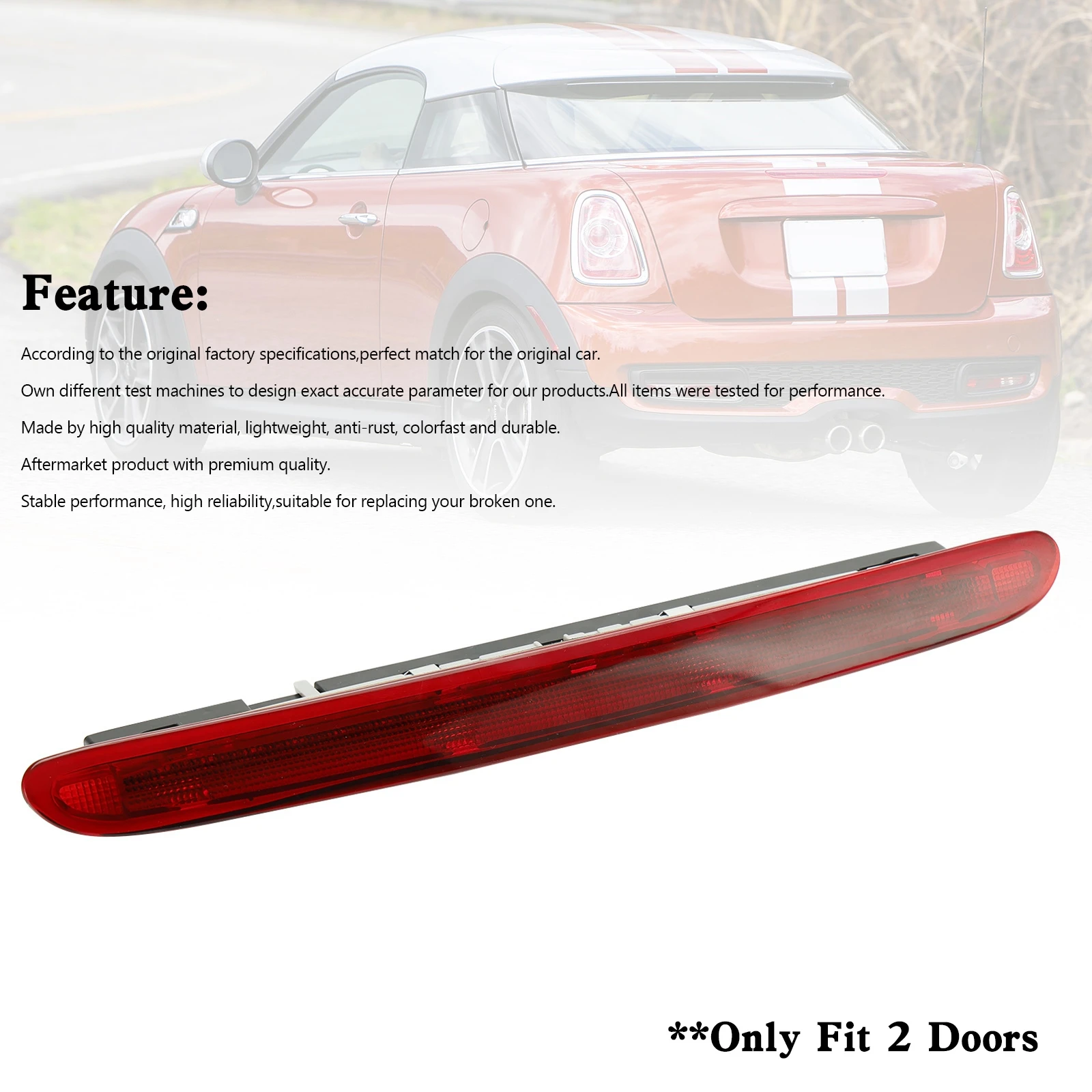 Rear Third Red Stop Lamp Light 63252758940 for Mini Cooper R58 Coupe 2012 2013 2014 2015
Rear Third Red Stop Lamp Light 63252758940 for Mini Cooper R58 Coupe 2012 2013 2014 2015