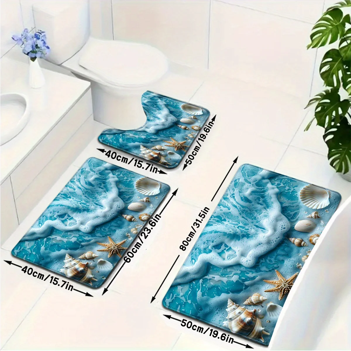 Coastal Ocean Seashell Bath Mat Set 3 Piece Waterproof Nautical Rug Bathroom Decor
Coastal Ocean Seashell Bath Mat Set 3 Piece Waterproof Nautical Rug Bathroom Decor