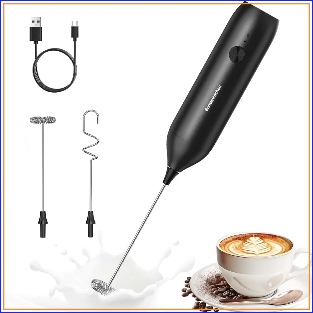 Rechargeable Milk Frother Handheld, Electric Foam Maker with Stainless Steel Whisk, USB-C, Portable Mixer for Coffee Matcha Lattes Cappuccino
Rechargeable Milk Frother Handheld, Electric Foam Maker with Stainless Steel Whisk, USB-C, Portable Mixer for Coffee Matcha Lattes Cappuccino