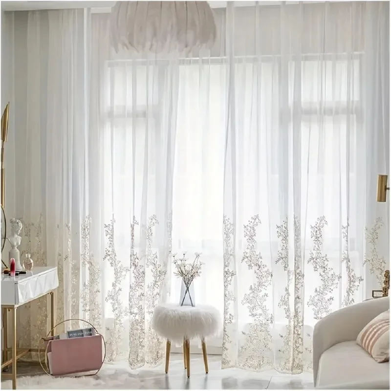 DZQ White Luxury Sheer Tulle Curtains for Living Dining Room Bedroom Korean Embroidery Window Curtains Custom White Tulle Decor
DZQ White Luxury Sheer Tulle Curtains for Living Dining Room Bedroom Korean Embroidery Window Curtains Custom White Tulle Decor
