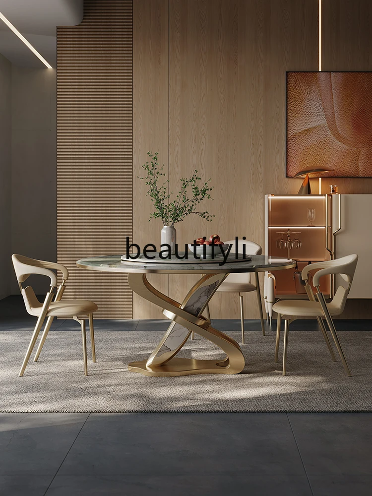 Light luxury modern simple home living room rectangular high-end villa with turntable dining table
Light luxury modern simple home living room rectangular high-end villa with turntable dining table