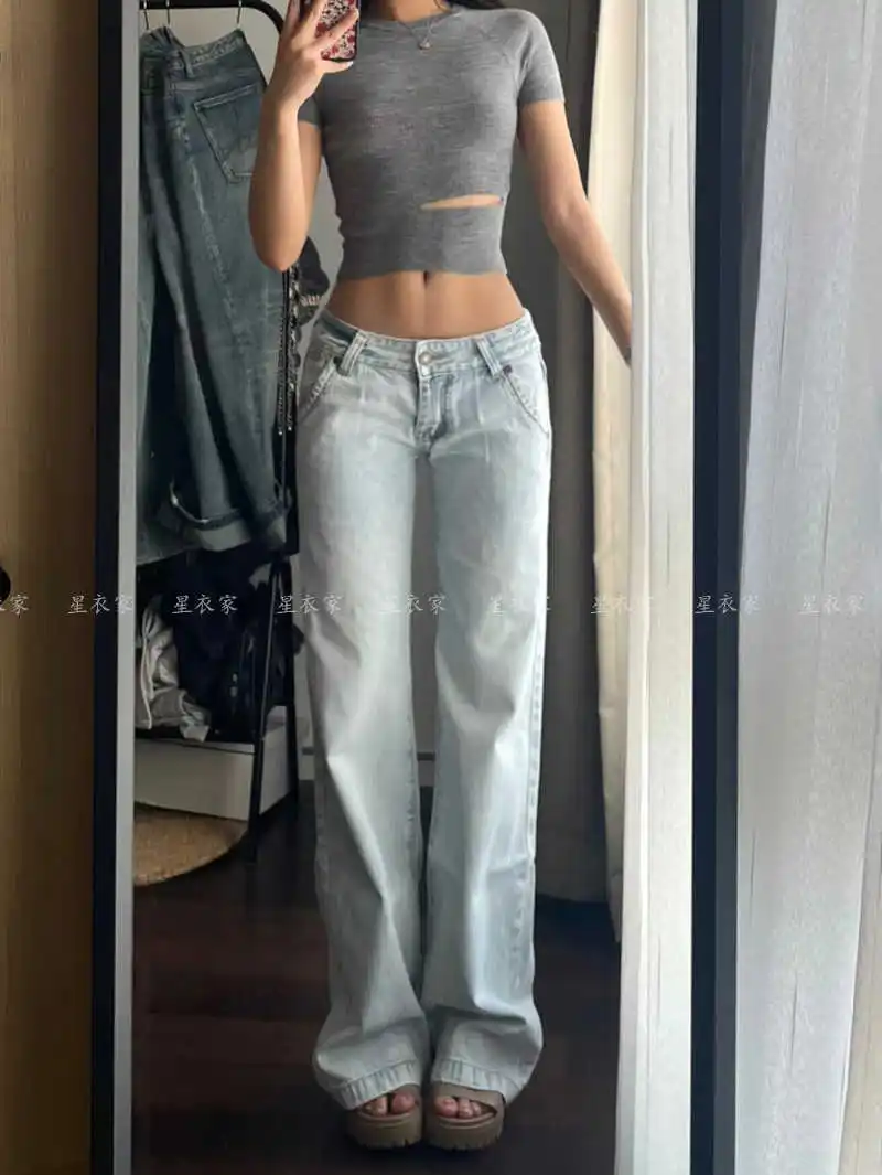 Blue Women's Jeans Hip-hop Fashion Vintage Streetwear Y2K Wide Leg Straight Jean High Waist Trouser Classic Baggy Denim Pants 
Blue Women's Jeans Hip-hop Fashion Vintage Streetwear Y2K Wide Leg Straight Jean High Waist Trouser Classic Baggy Denim Pants