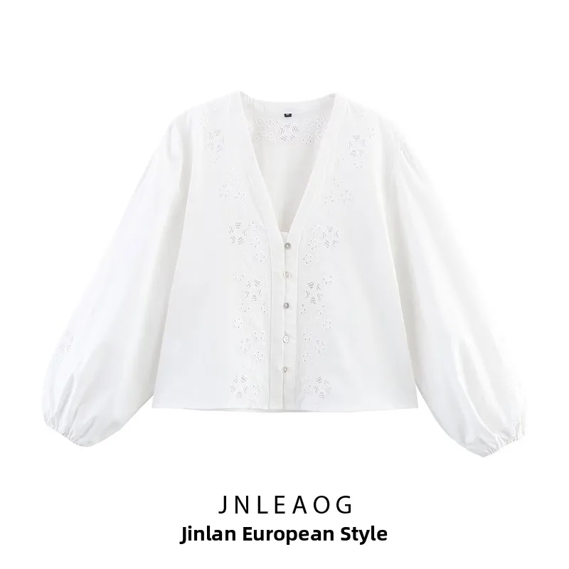 JNLEAOG Women's Embroidered Hollow out Design Shirt Loose Fit Polyester Long Sleeve V-Neck Thin Breathable Fall New Style
JNLEAOG Women's Embroidered Hollow out Design Shirt Loose Fit Polyester Long Sleeve V-Neck Thin Breathable Fall New Style