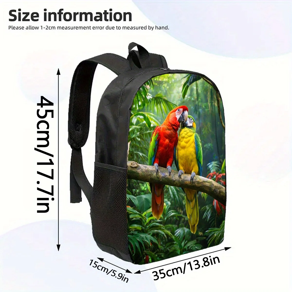 1pc, Parrot Large Capacity 17-Inch Casual Backpack Laptop Bag with Water Bottle Holder - Lightweight and Durable School Backpack
1pc, Parrot Large Capacity 17-Inch Casual Backpack Laptop Bag with Water Bottle Holder - Lightweight and Durable School Backpack