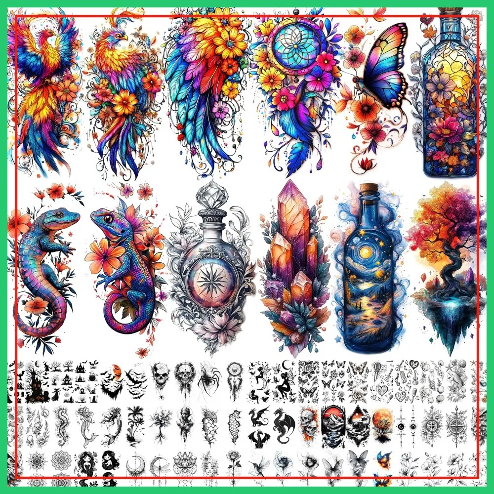 72 Sheets Temporary Tattoos for Women Adults - Galaxy Fantasy Stickers with Crystals, Feathers & Phoenix Wings - Waterproof Boho Body Art for Festival, Party, Beach
72 Sheets Temporary Tattoos for Women Adults - Galaxy Fantasy Stickers with Crystals, Feathers & Phoenix Wings - Waterproof Boho Body Art for Festival, Party, Beach