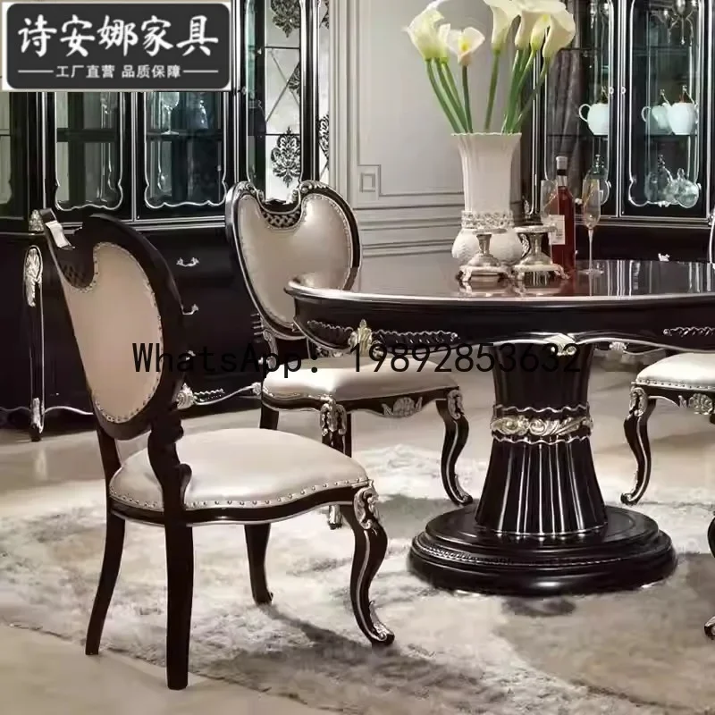 H5.15 neoclassical round dining table and chair combination restaurant furniture hand-carved dining table
H5.15 neoclassical round dining table and chair combination restaurant furniture hand-carved dining table