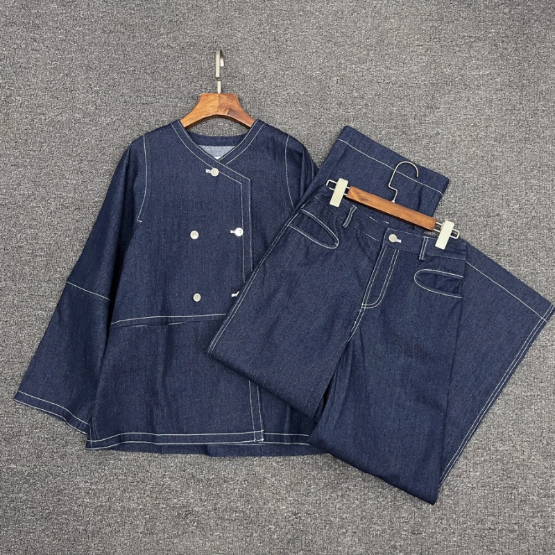 Denim Shirt Women 2023 Autumn and Winter New Casual Loose Double-breasted Long-sleeved Jacket Coat Pants Set
Denim Shirt Women 2023 Autumn and Winter New Casual Loose Double-breasted Long-sleeved Jacket Coat Pants Set
