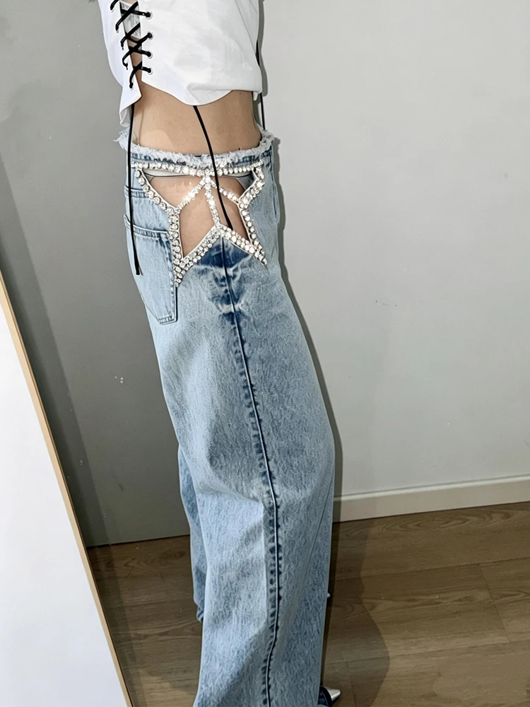 Retro American Star Hollow out Rhinestone Denim Pants Women Summer Street Sexy Design Versatile Floor-Length Trendy Jeans
Retro American Star Hollow out Rhinestone Denim Pants Women Summer Street Sexy Design Versatile Floor-Length Trendy Jeans