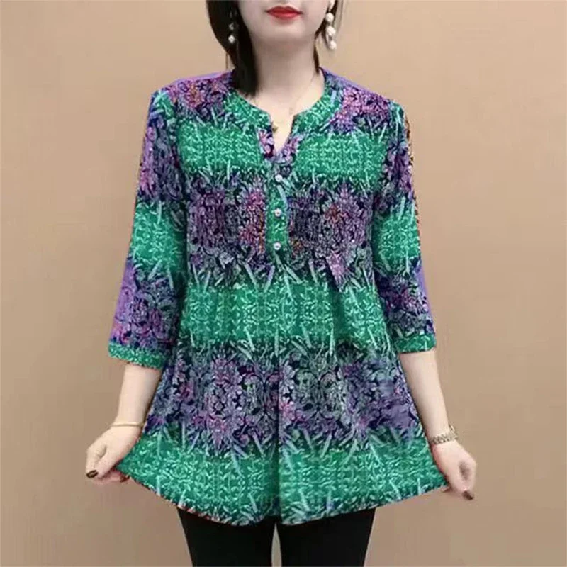 Women's Clothing 2024 Spring Summer Fashion Print Blouse Casual O Neck Three Quarter Sleeve Shirt Female Loose Tunic Tops Blusas
Women's Clothing 2024 Spring Summer Fashion Print Blouse Casual O Neck Three Quarter Sleeve Shirt Female Loose Tunic Tops Blusas