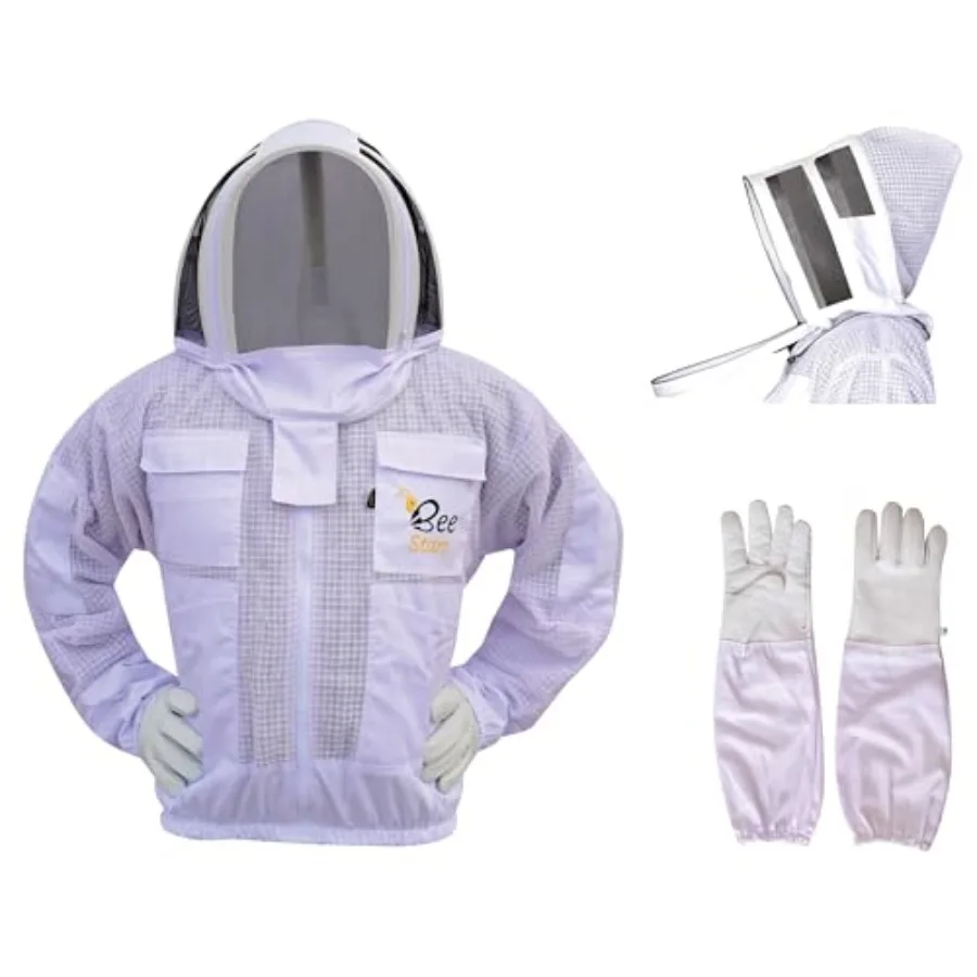 3 Layer Bee Jacket with Fencing Veil and One Pair Gloves Ventilated Sting Proof Beekeeping Jacket for Beekeepers
3 Layer Bee Jacket with Fencing Veil and One Pair Gloves Ventilated Sting Proof Beekeeping Jacket for Beekeepers