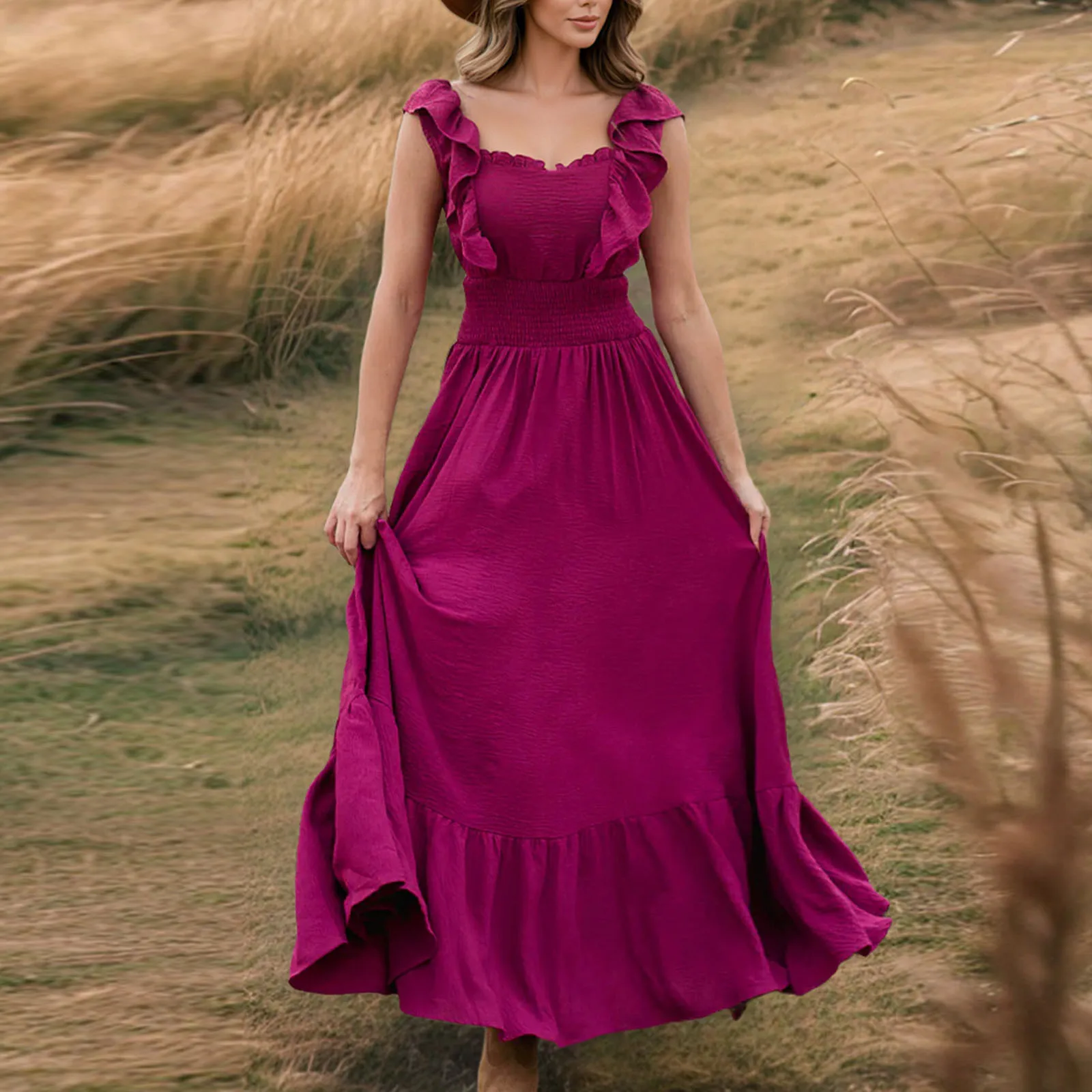 Women Summer Holiday Dress New Sexy One Neck Strapless Ruffle Edge Waist Dress Fashionable Solid Color Ruffle Sleeves
Women Summer Holiday Dress New Sexy One Neck Strapless Ruffle Edge Waist Dress Fashionable Solid Color Ruffle Sleeves