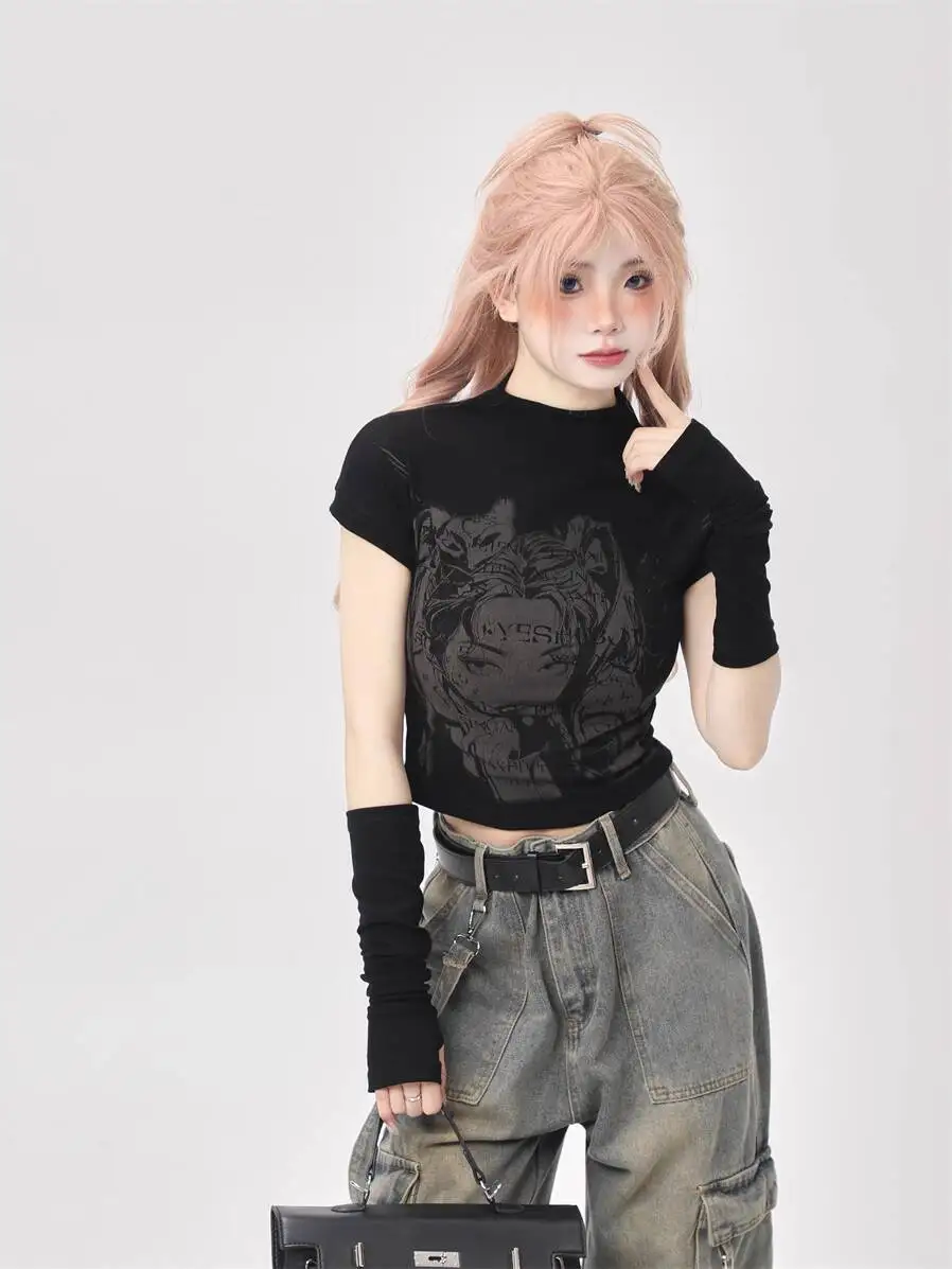 Women Crop Top Base Layer 2025 New Short Sleeve Two Piece Women's Techwear Edgy Cartoon Print Summer Fitted Shoulder T Shirt
Women Crop Top Base Layer 2025 New Short Sleeve Two Piece Women's Techwear Edgy Cartoon Print Summer Fitted Shoulder T Shirt