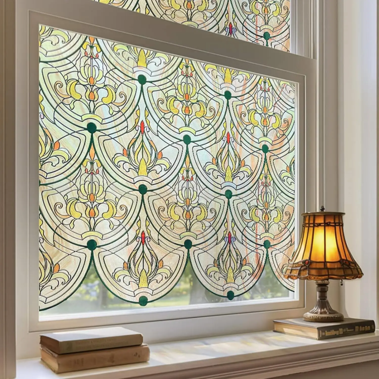 3D Stained Glass Window Film, Decorative Privacy Film, Sun Blocking, Heat Control, Static Cling, Golden Ironwork 35.4x78.7in
3D Stained Glass Window Film, Decorative Privacy Film, Sun Blocking, Heat Control, Static Cling, Golden Ironwork 35.4x78.7in