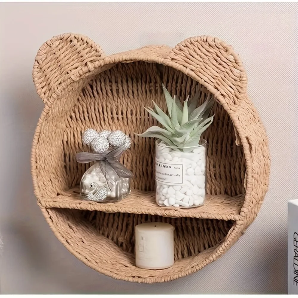 Cat Ear Woven Wall Shelf Boho Round Storage Basket 2Tier Wall Mounted Organizer for Bedroom Nursery Home Decorative Display Rack
Cat Ear Woven Wall Shelf Boho Round Storage Basket 2Tier Wall Mounted Organizer for Bedroom Nursery Home Decorative Display Rack