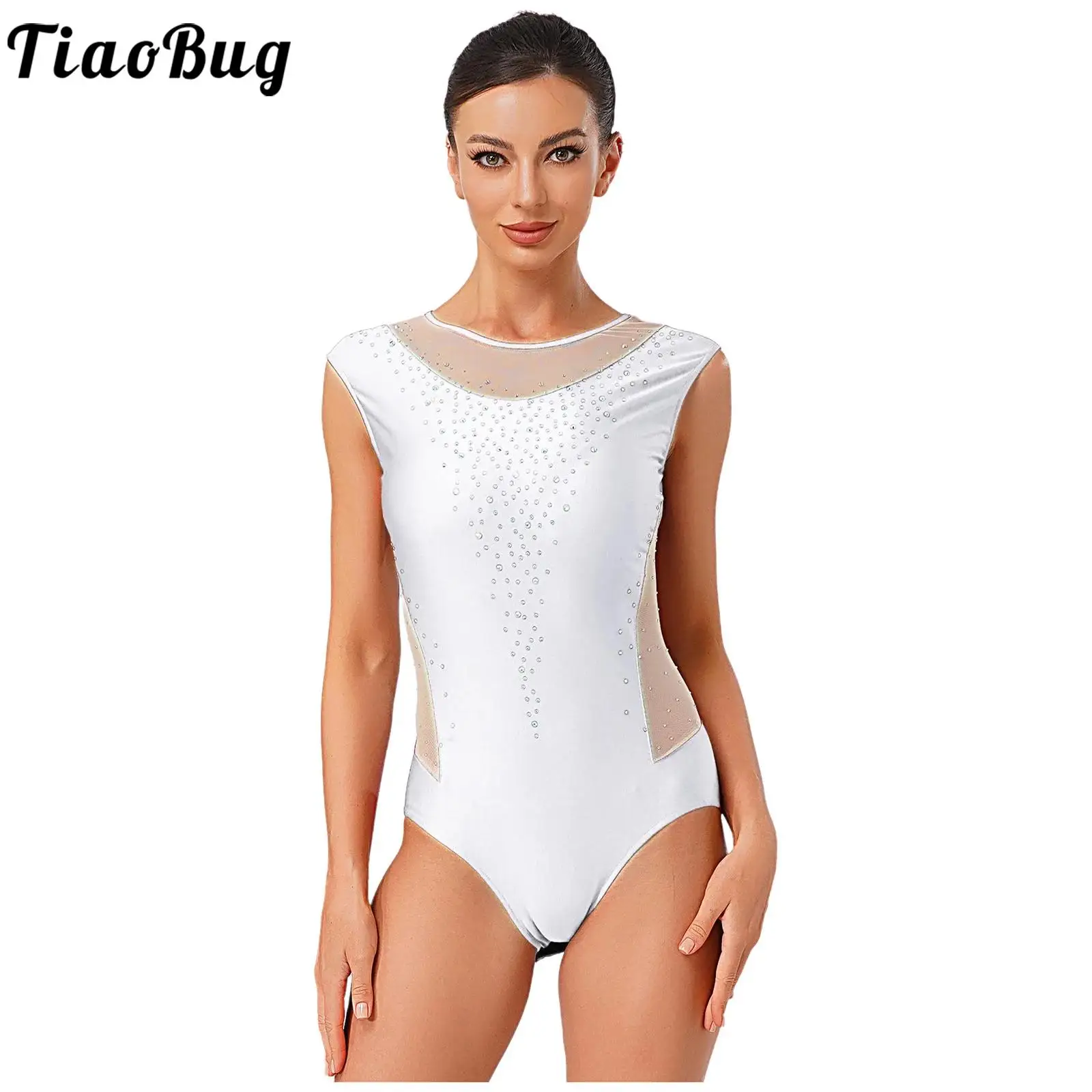 Women Gymnastics Figure Skating Leotards Bodysuit Sleeveless Shiny Rhinestones Mesh Patchwork Jumpsuit Ballet Dance Costume
Women Gymnastics Figure Skating Leotards Bodysuit Sleeveless Shiny Rhinestones Mesh Patchwork Jumpsuit Ballet Dance Costume