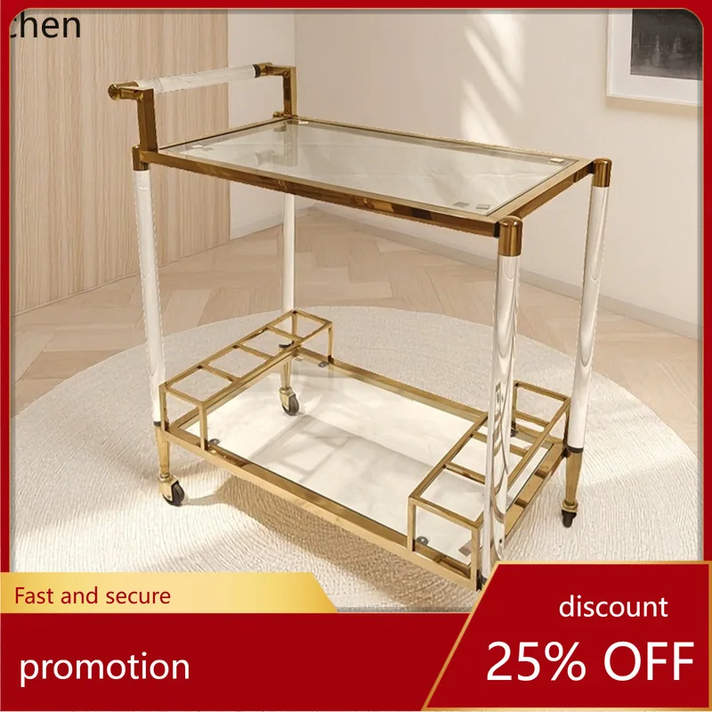 HXL Luxury Handcart Thickened Acrylic Stainless Steel Gold Dining Cart Beverage Cart
HXL Luxury Handcart Thickened Acrylic Stainless Steel Gold Dining Cart Beverage Cart