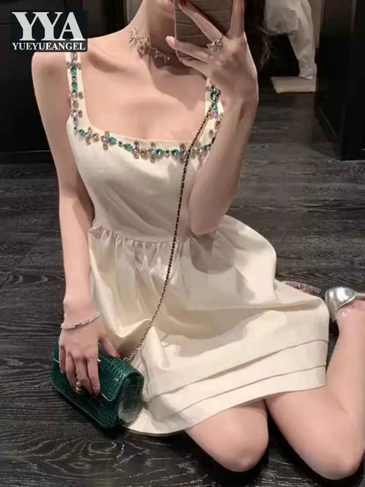 Summer Sweet Lady Tank Short Dress Square Collar Diamonds High Waist Sleeveless A-Line Dresses Casual Fashion Party Women Dress
Summer Sweet Lady Tank Short Dress Square Collar Diamonds High Waist Sleeveless A-Line Dresses Casual Fashion Party Women Dress