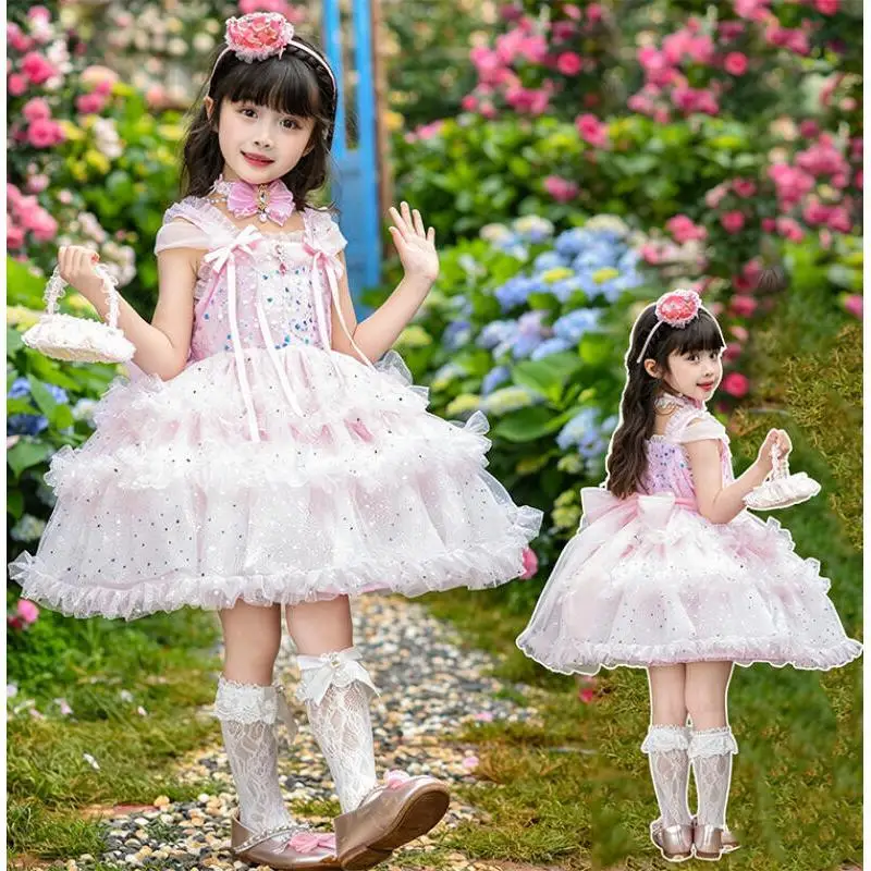 Pink Girl Lolita Princess Dress Kids Party Dress Sequin Decoration Lace Fluffy Skirt Layered Dress Ball Gown Festival Gift
Pink Girl Lolita Princess Dress Kids Party Dress Sequin Decoration Lace Fluffy Skirt Layered Dress Ball Gown Festival Gift