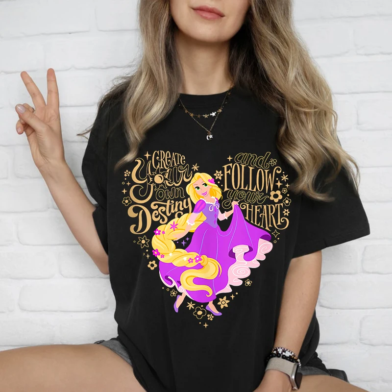 Disney Princess Rapunzel Follow Your Heart Print Women's T-Shirt Cotton Short Sleeve Casual Top Loose Clothing
Disney Princess Rapunzel Follow Your Heart Print Women's T-Shirt Cotton Short Sleeve Casual Top Loose Clothing