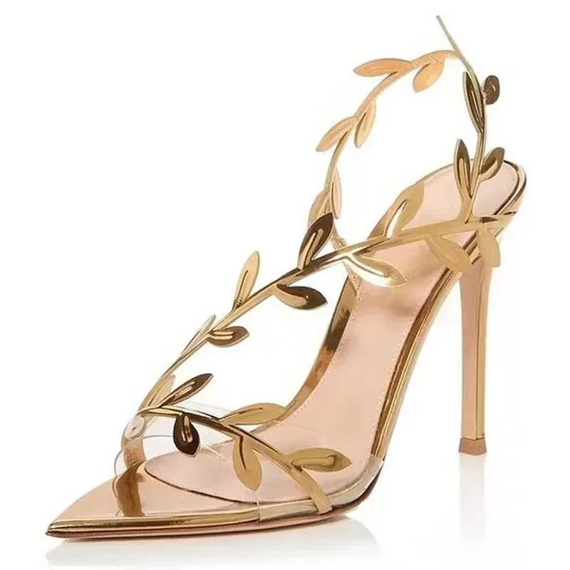 Women's Pointed Toe Clear Transparent PVC Metal Leaf Decor Stiletto Heel Slide Mule Sandals, Party Footwear, Drop Shipping Fast
Women's Pointed Toe Clear Transparent PVC Metal Leaf Decor Stiletto Heel Slide Mule Sandals, Party Footwear, Drop Shipping Fast