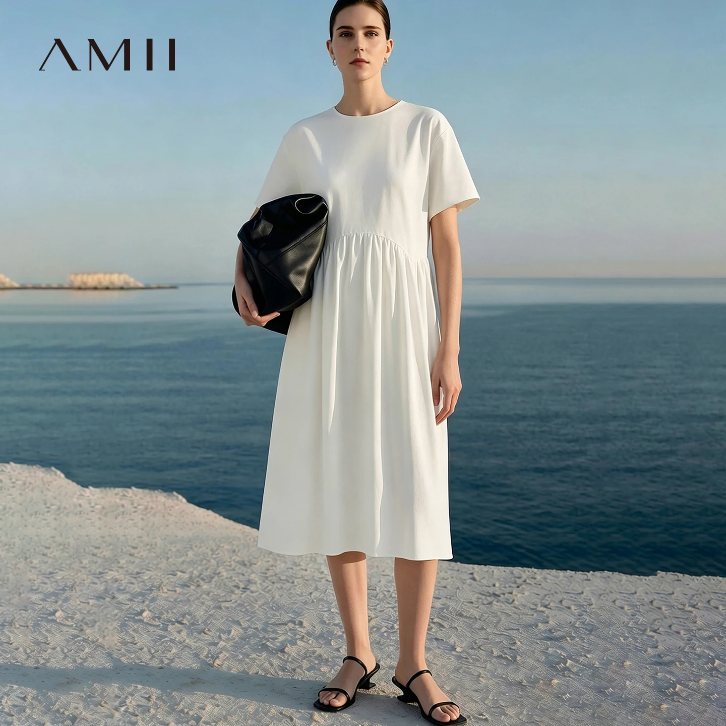 Amii 100% Cotton Midi Dress 2026 Summer New Round Neck Drop Shoulder Short Sleeve Simple Office Casual Dress For Women 12642119
Amii 100% Cotton Midi Dress 2026 Summer New Round Neck Drop Shoulder Short Sleeve Simple Office Casual Dress For Women 12642119