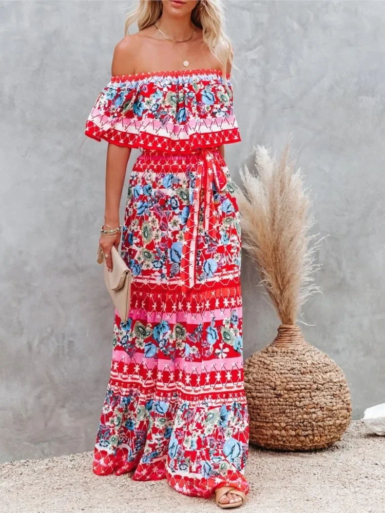 2024 Summer Women Print Boho Dress Fashion Sexy Slash Neck Maxi Dresses For Femme Casual Elegant Party Vestidos Robe New Female
2024 Summer Women Print Boho Dress Fashion Sexy Slash Neck Maxi Dresses For Femme Casual Elegant Party Vestidos Robe New Female