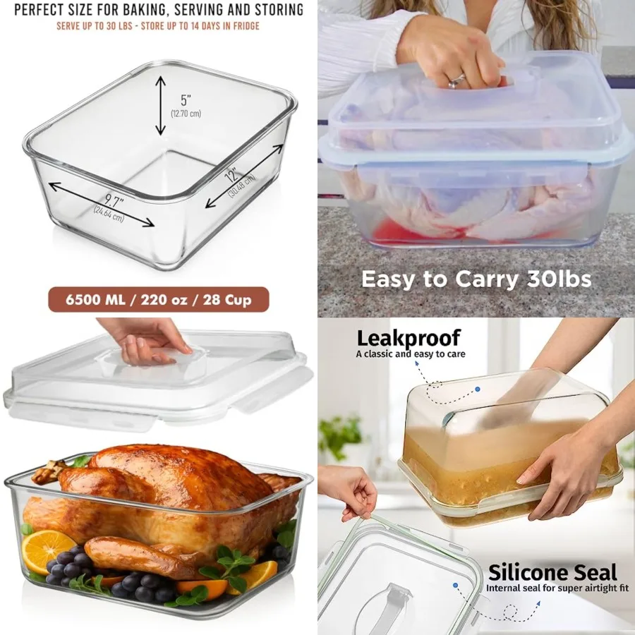 220 oz/ 28 Cup LARGE Glass Food Storage Container with Airtight Locking Lid. Ideal Storing food, Vegetabes, Fruits. Baking Cass
220 oz/ 28 Cup LARGE Glass Food Storage Container with Airtight Locking Lid. Ideal Storing food, Vegetabes, Fruits. Baking Cass