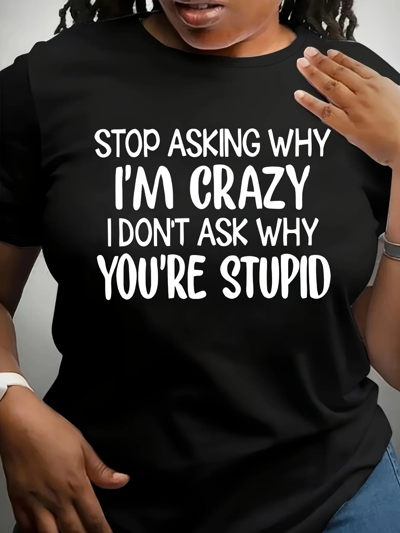 Plus - Size Black Round Neck T - Shirt with Sassy and Feisty Quote: Bold and Unapologetic
Plus - Size Black Round Neck T - Shirt with Sassy and Feisty Quote: Bold and Unapologetic