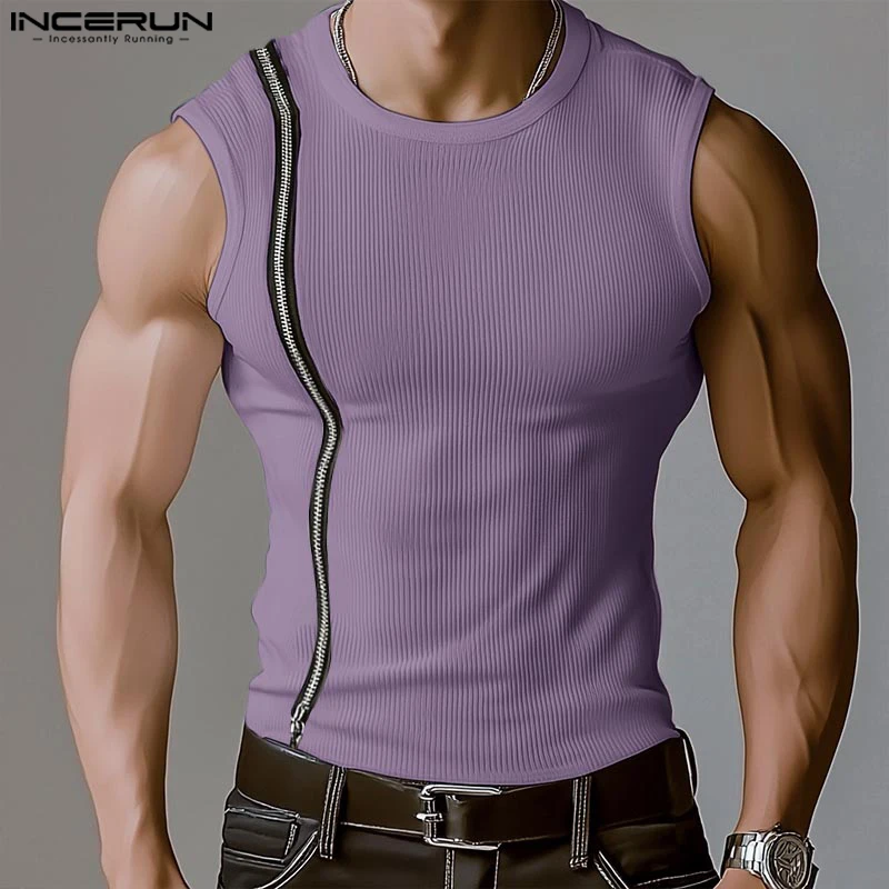INCERUN Men Tank Tops Solid Color Zipper O-neck Sleeveless Fashion Casual Vests Men Streetwear 2025 Summer Skinny Men Clothing
INCERUN Men Tank Tops Solid Color Zipper O-neck Sleeveless Fashion Casual Vests Men Streetwear 2025 Summer Skinny Men Clothing