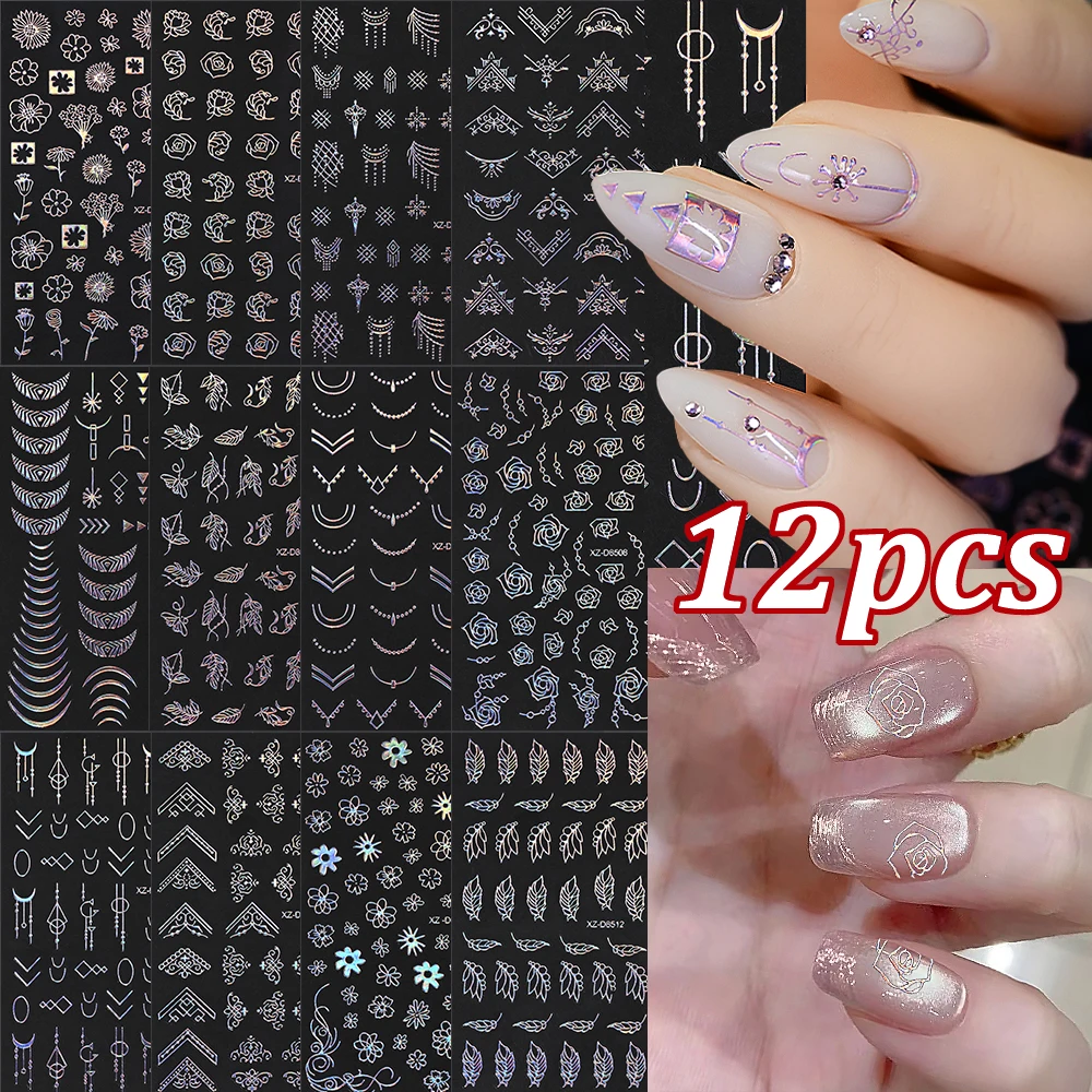 12pcs/set Laser Pink Flower Leaves Nail Stickers 3D Geometry French Line Nail Slider Bohemian Manicure DIY Nail Decals Sticker-_
12pcs/set Laser Pink Flower Leaves Nail Stickers 3D Geometry French Line Nail Slider Bohemian Manicure DIY Nail Decals Sticker-_