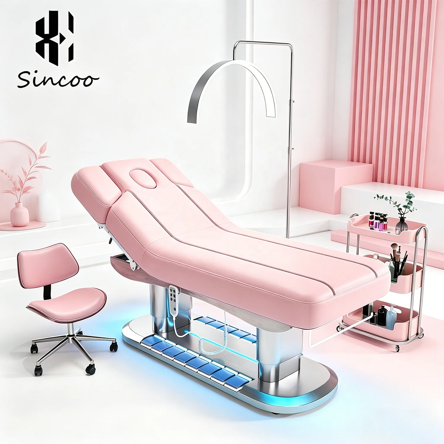 Luxury Beauty Salon pink Leather Silver Base Electric Facial Cosmetic Beauty Massage Bed Table 4 Motors Heating Spa Eyelash Bed
Luxury Beauty Salon pink Leather Silver Base Electric Facial Cosmetic Beauty Massage Bed Table 4 Motors Heating Spa Eyelash Bed