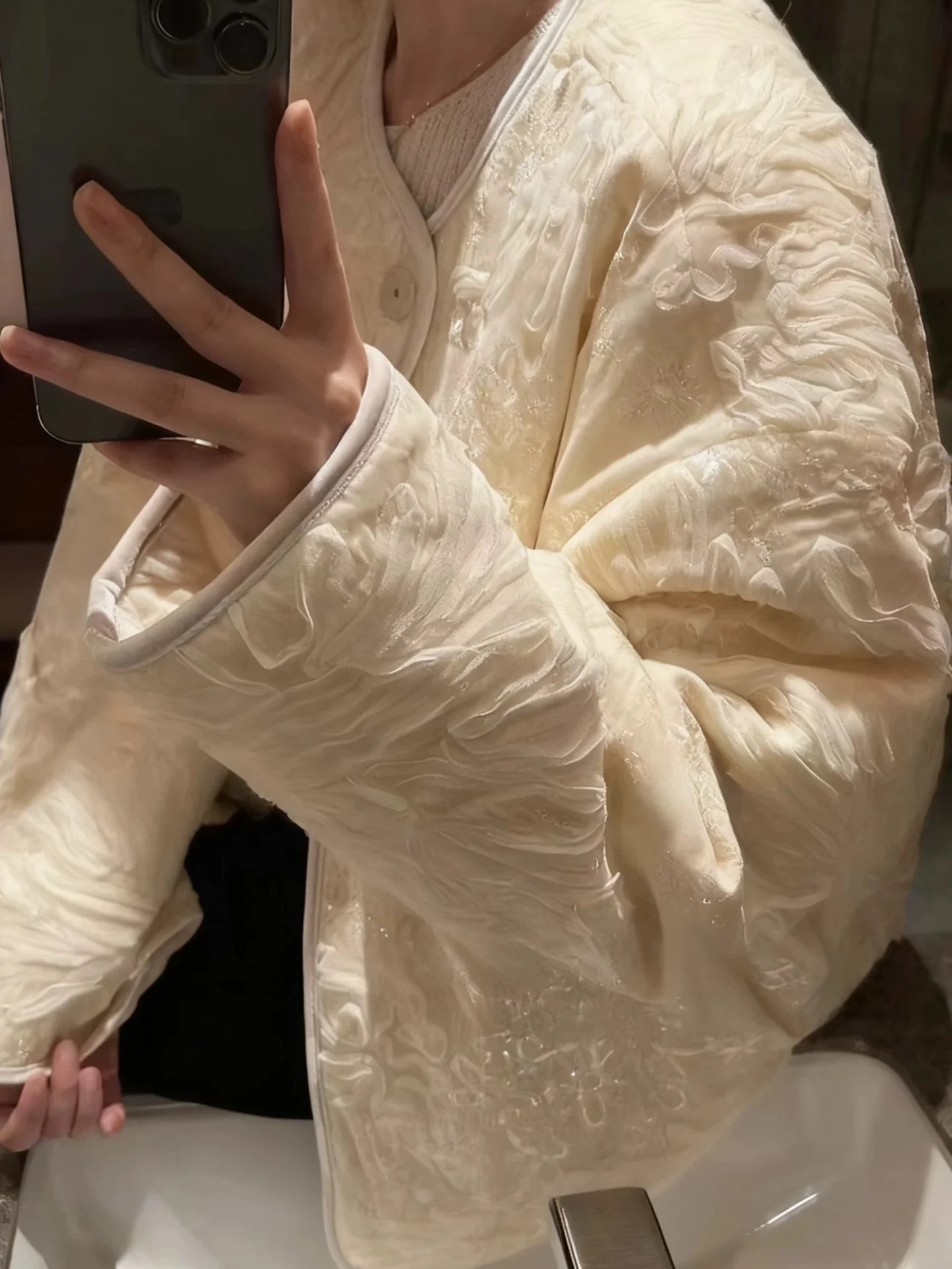 Embroidered Cotton Jaet Thiened 3D Lace Floral Double-Sided Wear Loose Outerwear Ele Lady Sli Coat
Embroidered Cotton Jaet Thiened 3D Lace Floral Double-Sided Wear Loose Outerwear Ele Lady Sli Coat