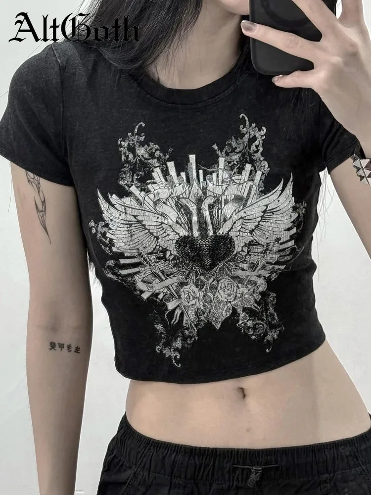 AltGoth Streetwear Dark Goth T-shirt Women Y2k E-girl Cyber Punk Print Short Sleeve O-neck Crop Tee Tops Harajuku Grunge Clothes
AltGoth Streetwear Dark Goth T-shirt Women Y2k E-girl Cyber Punk Print Short Sleeve O-neck Crop Tee Tops Harajuku Grunge Clothes