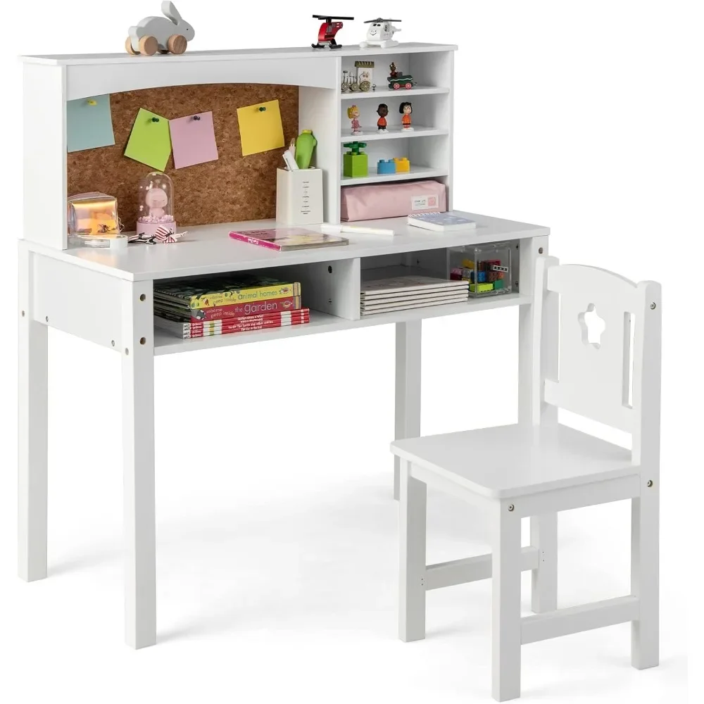 Desk and Chair Set,Wooden Study Desk for Kids with Storage, Hutch, Cork Bulletin Board,Student Writing Computer Workstation
Desk and Chair Set,Wooden Study Desk for Kids with Storage, Hutch, Cork Bulletin Board,Student Writing Computer Workstation