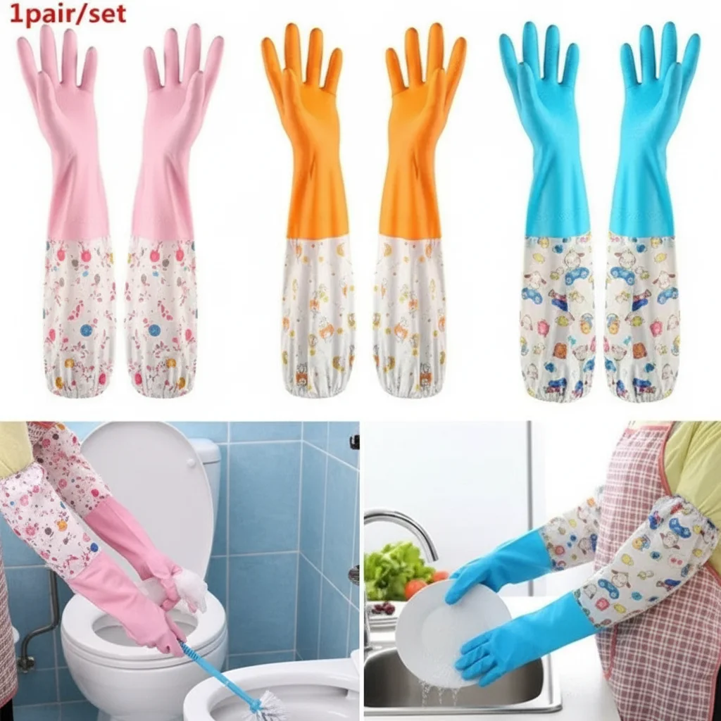 Длинные резиновые перчатки с мультяшным принтом, противоскользящие перчатки для мытья посуды, размер M/L
Длинные резиновые перчатки с мультяшным принтом, противоскользящие перчатки для мытья посуды, размер M/L