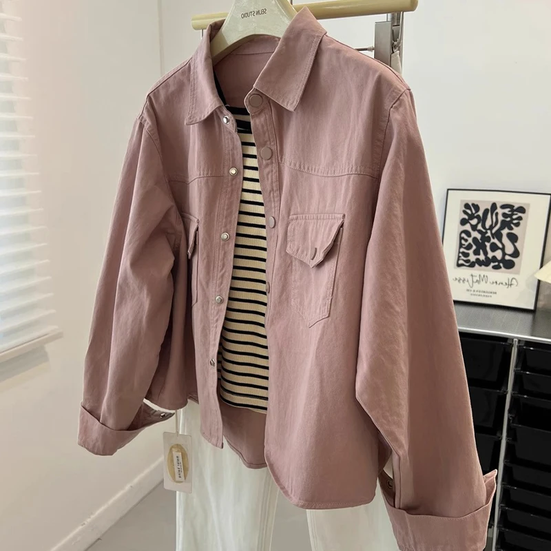 Retro Denim Jacket Women Spring Autumn New American High Street Casual Loose Tops Popular Versatile Pockets Workwear Pink Coat
Retro Denim Jacket Women Spring Autumn New American High Street Casual Loose Tops Popular Versatile Pockets Workwear Pink Coat