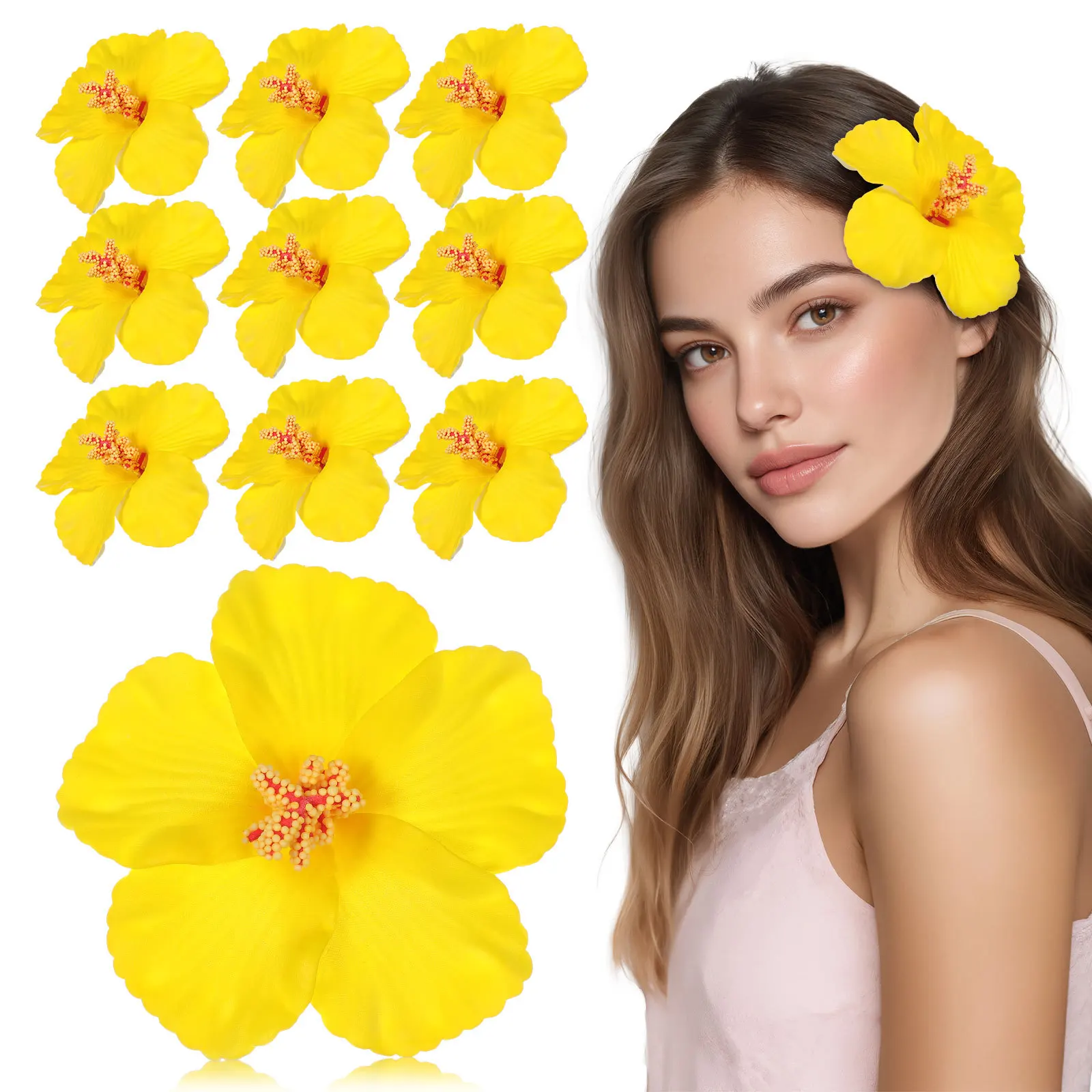 10Pcs Realistic Artificial Hibiscus Flowers Hawaiian Theme Decorations for Party Wedding DIY Photography Prop Accessory
10Pcs Realistic Artificial Hibiscus Flowers Hawaiian Theme Decorations for Party Wedding DIY Photography Prop Accessory