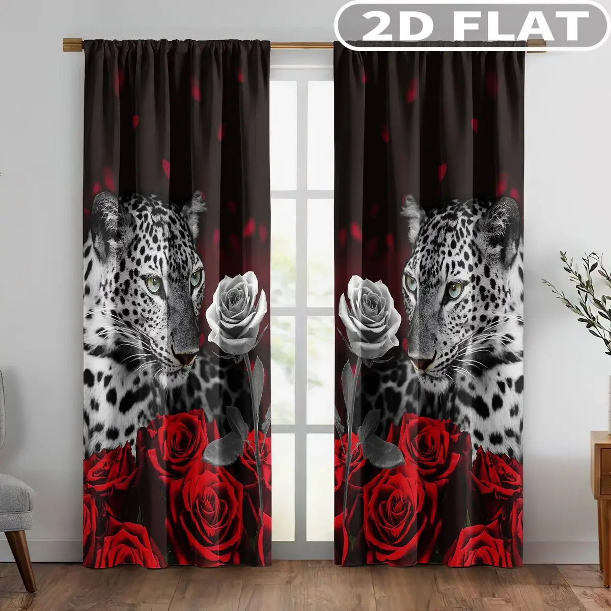 2D FLAT 2pcs Curtains Leopard Rose Black Red White Perfect for Balcony, Bedroom, Living Room, Suitable for 4 Seasons
2D FLAT 2pcs Curtains Leopard Rose Black Red White Perfect for Balcony, Bedroom, Living Room, Suitable for 4 Seasons