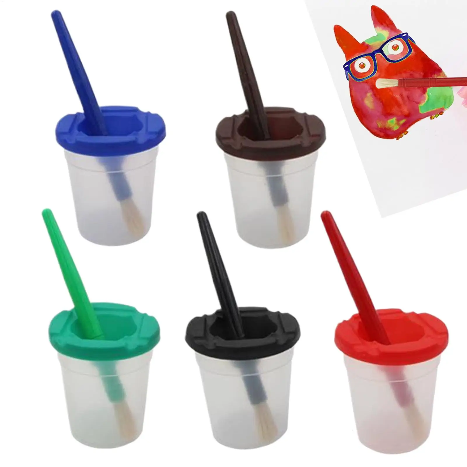 5pcs Spill-Proof Paint Cup Graffiti Leak Proof Water Washing Cup Reusable Airtight Lids No Spill Holder With Brushes
5pcs Spill-Proof Paint Cup Graffiti Leak Proof Water Washing Cup Reusable Airtight Lids No Spill Holder With Brushes