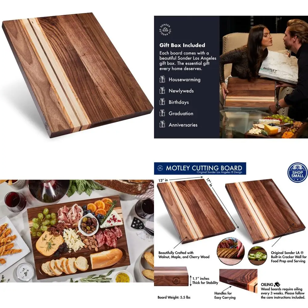 Sonder Los Angeles, Large Walnut/Cherry/Maple Wood Cutting Board for Kitchen, Charcuterie Wooden Board, Sorting Compartment, Rev
Sonder Los Angeles, Large Walnut/Cherry/Maple Wood Cutting Board for Kitchen, Charcuterie Wooden Board, Sorting Compartment, Rev
