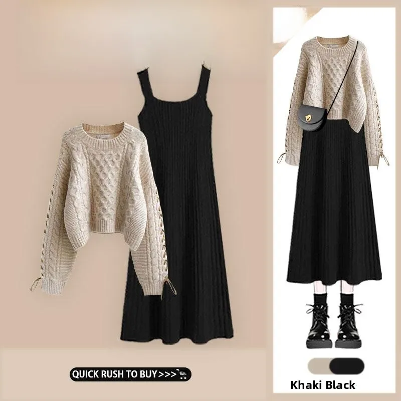 Trendy Belted Knitwear Loose Sweater Bla-oulder Midi Dr Set New Design Sensation Two-Piece Women's Faion Outfit
Trendy Belted Knitwear Loose Sweater Bla-oulder Midi Dr Set New Design Sensation Two-Piece Women's Faion Outfit