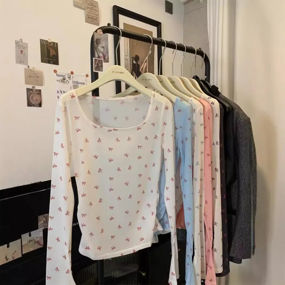 Fashion Bow Print Off Shoulder Blouse Mesh Slim Fit Sheer Shirt Long Sleeve Sun Protection Y2K Beach Tops
Fashion Bow Print Off Shoulder Blouse Mesh Slim Fit Sheer Shirt Long Sleeve Sun Protection Y2K Beach Tops