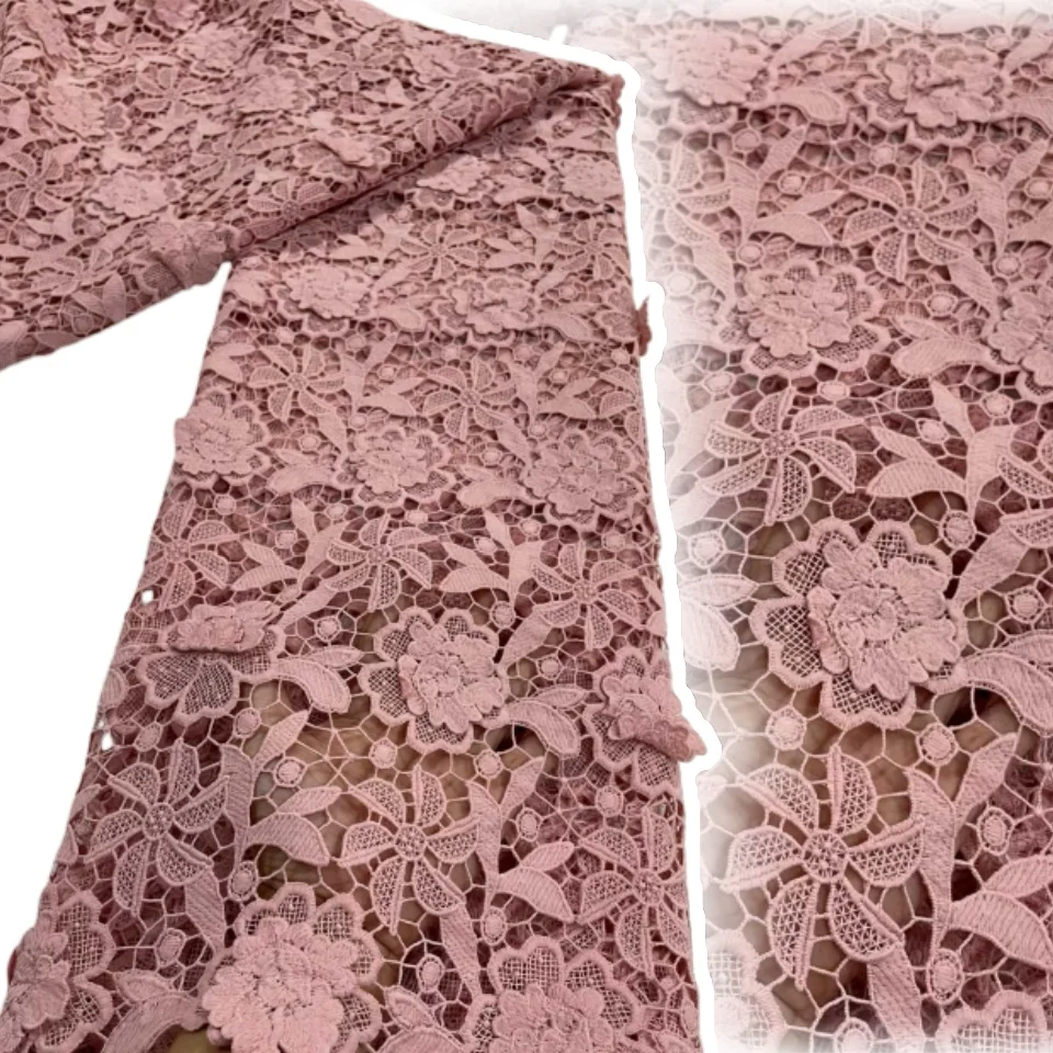 Onion Color African Guipure Cord Lace Fabric High Quality Water Soluble Nigerian Guipure Cord Lace for Sewing Wedding Dress 2048
Onion Color African Guipure Cord Lace Fabric High Quality Water Soluble Nigerian Guipure Cord Lace for Sewing Wedding Dress 2048